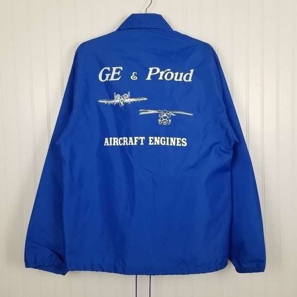 Vintage USA Windbreaker GE & Proud Aircraft Engines Helicopter Graphics Airplane - Picture 11 of 11